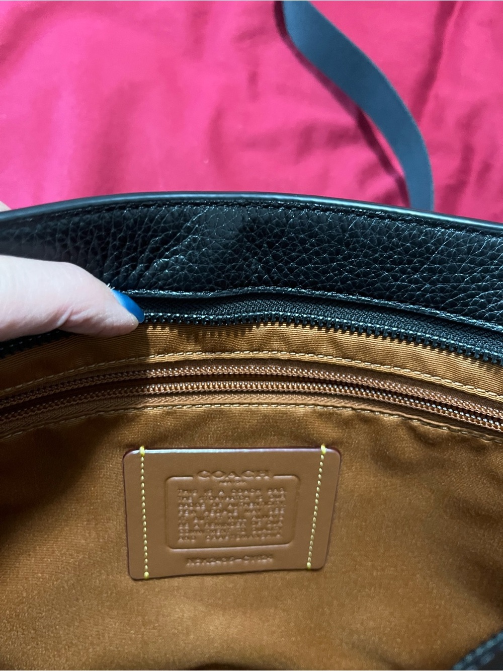Coach Tan Signature Crossbody Bag with Black canvas strap - Picture 5 of 9